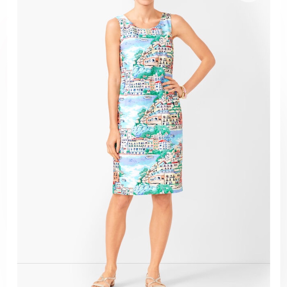 Talbots Scenic Village Shift Women's Midi Dress - Multicolor